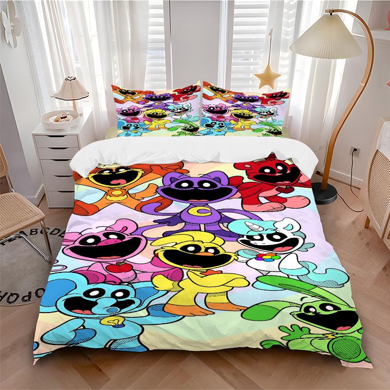 Furry Friends Adventure Print 3Pcs Bedding Setduvet Cover With 2 Bedropillowcase Home Birthday Gift
