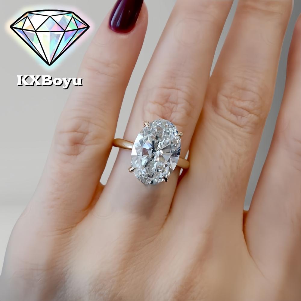1-8 Carat Oval Cut Moissanite Engagement Ring Oval Shape Hidden Halo Wedding Ring for Women 925 Silver with