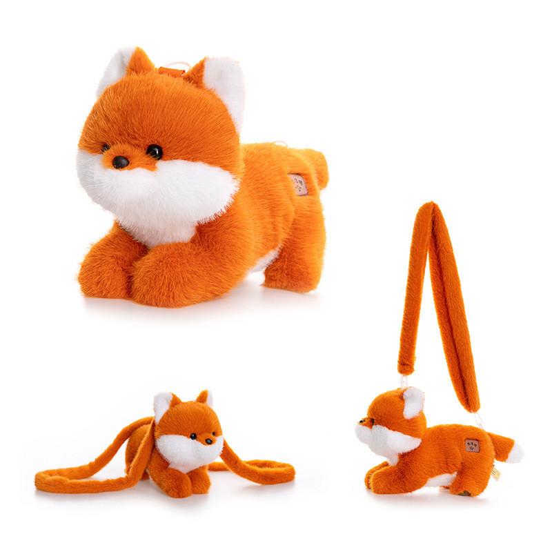 Cartoon Fox Schnauzer Golden Retriever Plush Backpack For Childrens Birthday Gift And Storage