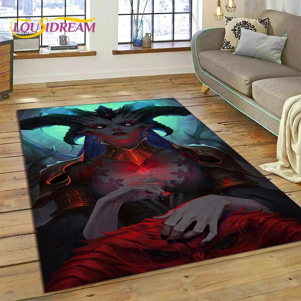 Alfombra de Juego Retro 3D de Diablo para Dormitorio, Sala de Estar, Decoración del Hogar, Sofá, Niños Jugando, Decoración Grande, Felpudo de Regalo