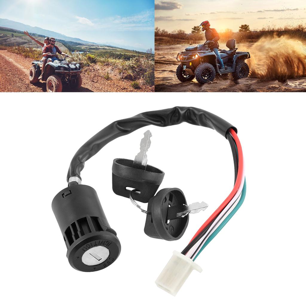 4 Wires Universal 2 Ignition Keys Start Switch Door Lock Key Motorcycle Accessories for ATV Go Kart Scrambling Motorbike