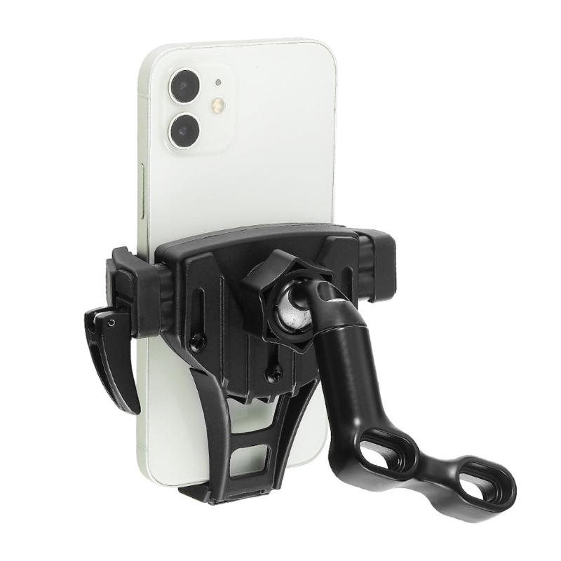 Innovative Offset Base Motorcycle Phone Mount with 360 Rotation Metal Plastic Phone Support for Stable Navigation View