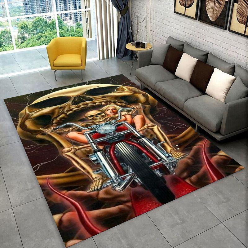 Retro H-Harleys Racing Moto Non-Slip Area Rug for Living Room,Bedroom,Playroom,Soft Carpet Floor Mat Home Decor Rug Room
