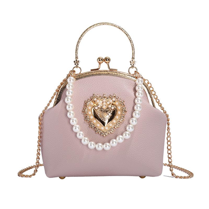 Xiaoxiangfeng Pearl Handbag Women's 2025 New Korean Version Fashion Niche Shoulder Bag Crossbody Clip Shell Bag