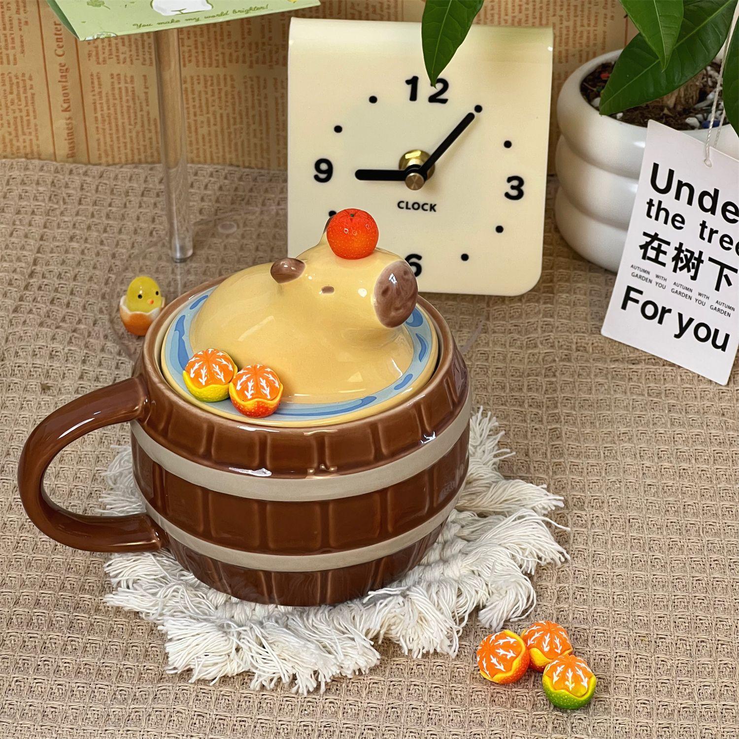 

Capibara Capybara Cup Ceramic Mug Household Cute Birthday Gift Girls Creative High-value Water Cup 401-500ml
