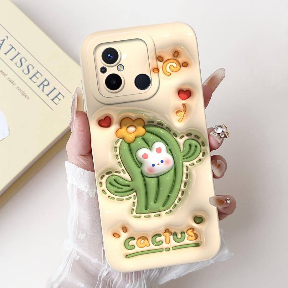 For Xiaomi Redmi 12C 11A 4G Phone Case Redmi 12 4G Poco C55 Back Cover Soft Liquid Silicone Pnada Rabbit Flower Cute Fundas