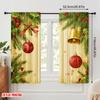 2pcs,2D Plane Printing Curtains Digital Printed Christmas Baubles Ornaments Bells (3) Versatile Fabric (without Rod) All Seasons
