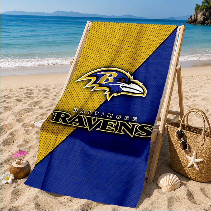Ravens Team Spirit Beach Towel, Microfiber Beach Towel, Perfect For Pool, Beach, Travel, Home Decor Beach Party Fan gifts