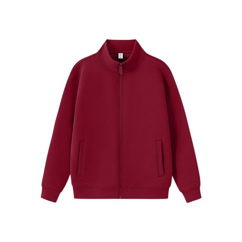 

Кардиган с воротником-стойкой, куртка на молнии для мужчин и женщин, однотонный, свободный, в повседневном спортивном стиле, свитер на осень 3XL бордовый