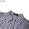 ZANZEA Women Short Sleeve Blouse and Long Skirts Plaid Print Two Piece Suit Sets