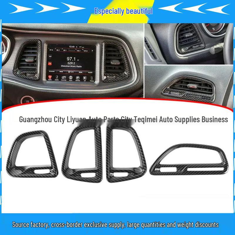 Dodge Challenger 2015-2020 Carbon Fiber-Style Console Air Vent Trim Red