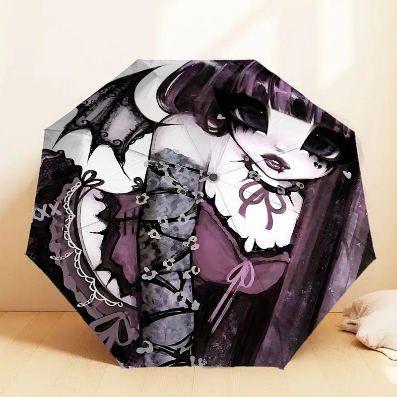 Dark Elegance: Gothic Devil Girl Print Umbrella - Auto Open/Closed, Outdoor Gear, Travel Accessory, Lightweight & Durable, Perfect Gift 148