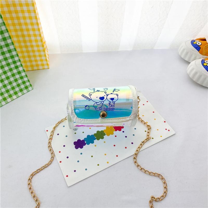 

Adorable Summer Kids Mini Bucket Bag For Girls Stylish Laser Chain Crossbody Purse серебряный