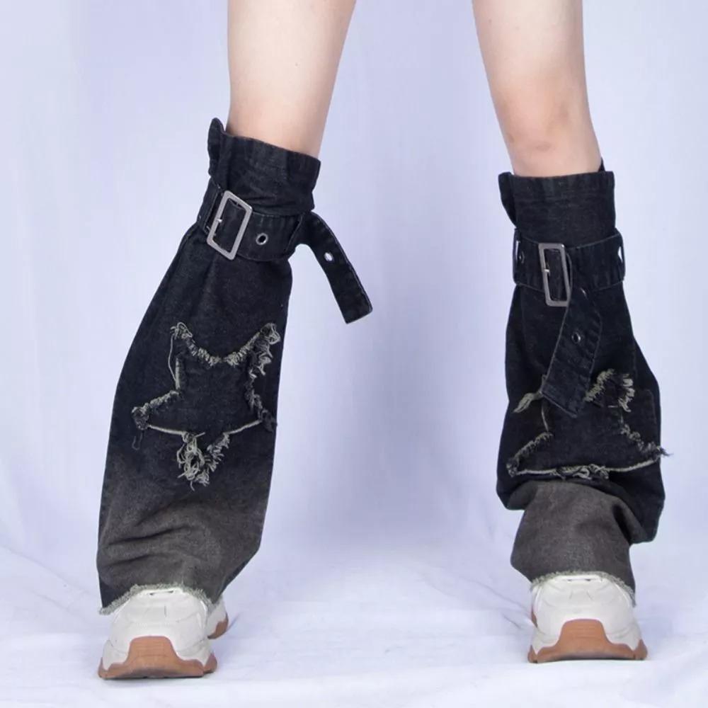 

Милые классные леггинсы Y2K Denim Cross Star женские чулки новые ковбойские гетры Black Star