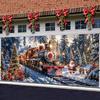 Durable polyester fiber Christmas garage banner - Snow train and tree design  suitable for winter and home decoration
