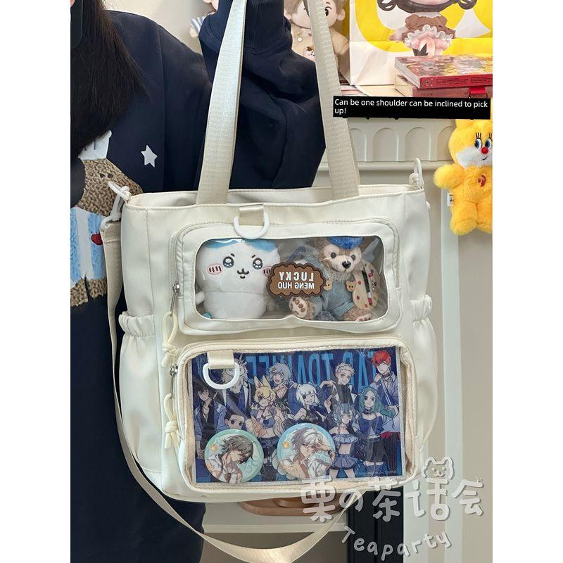 

Japanese Style Ins Young Adult Campus Cartoon Backpack Shoulder Bag Junior High School Students Class Tutorial Bag Large-Capacity Crossbody Bag Female Creamy-white Shoulder Bag