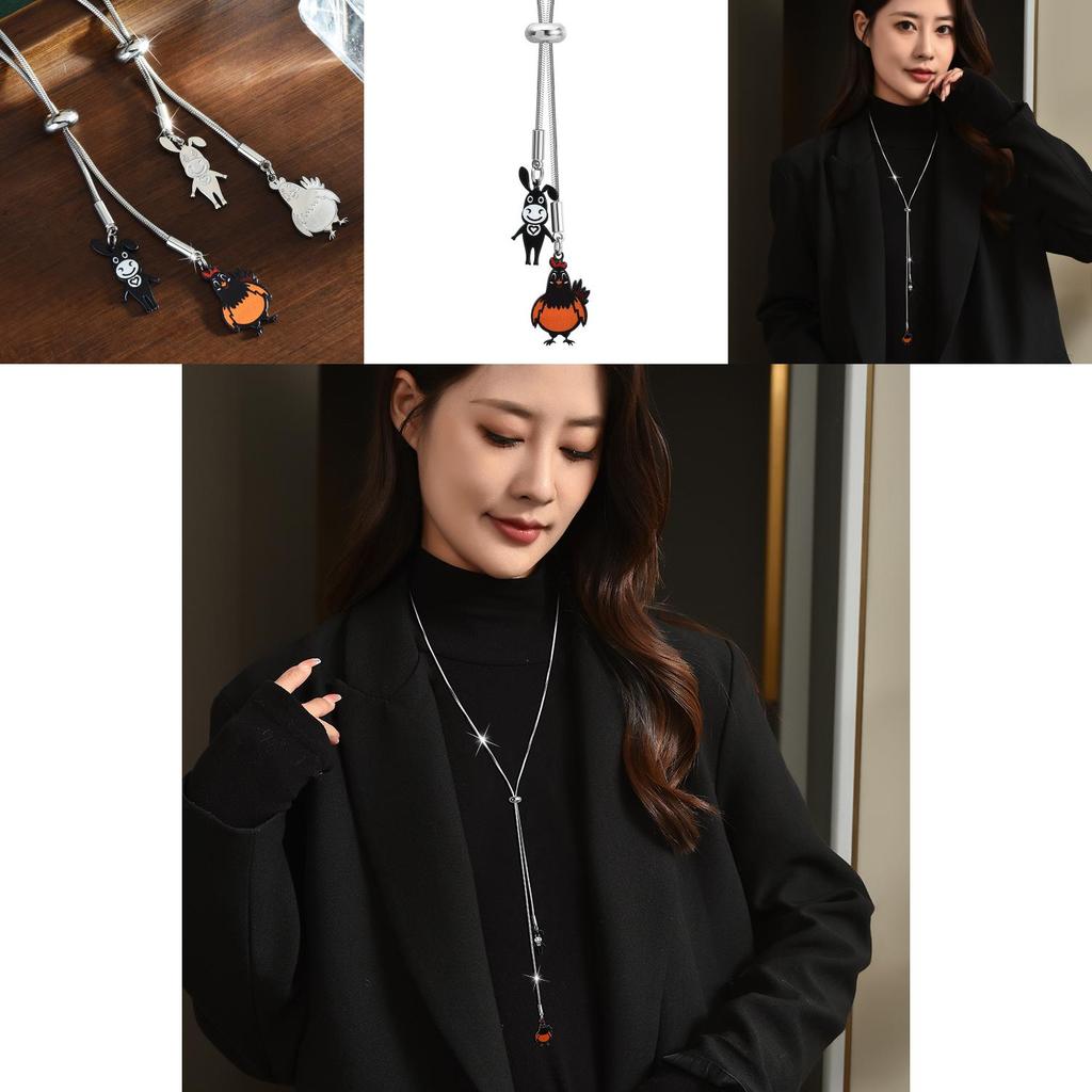 Exquisite Long Titanium Steel Necklace With Stylish Bird Pendant For Men And Women