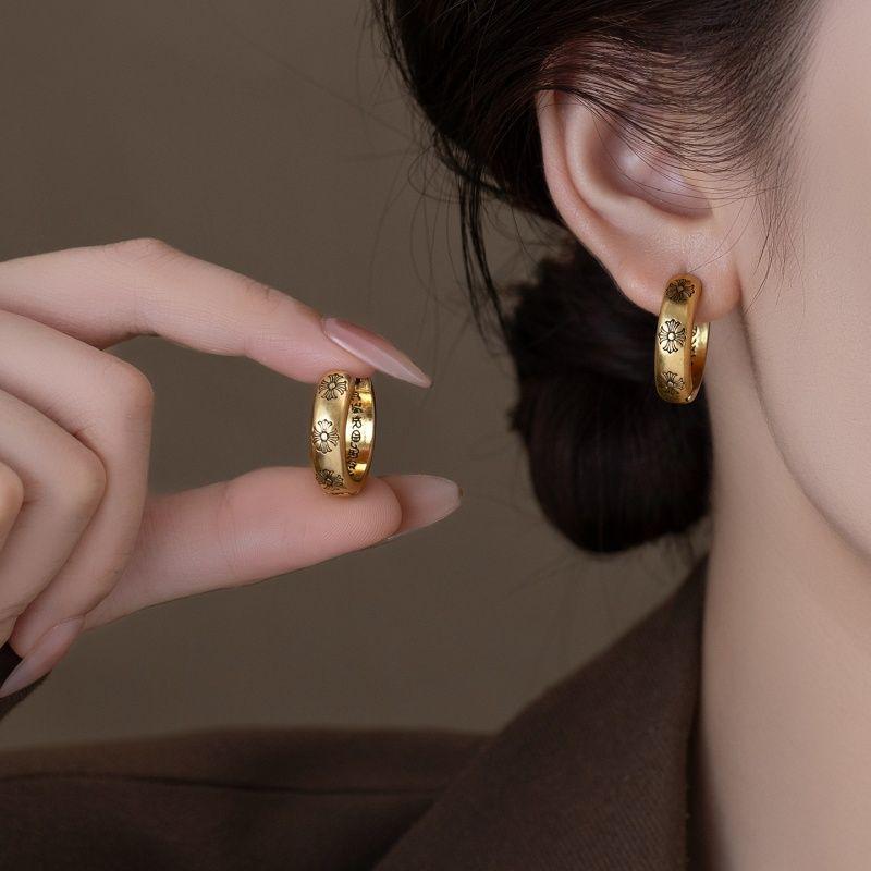 Vintage Metal Cross Hoop Earrings - Versatile, Retro, and Unique Studs with Personality.