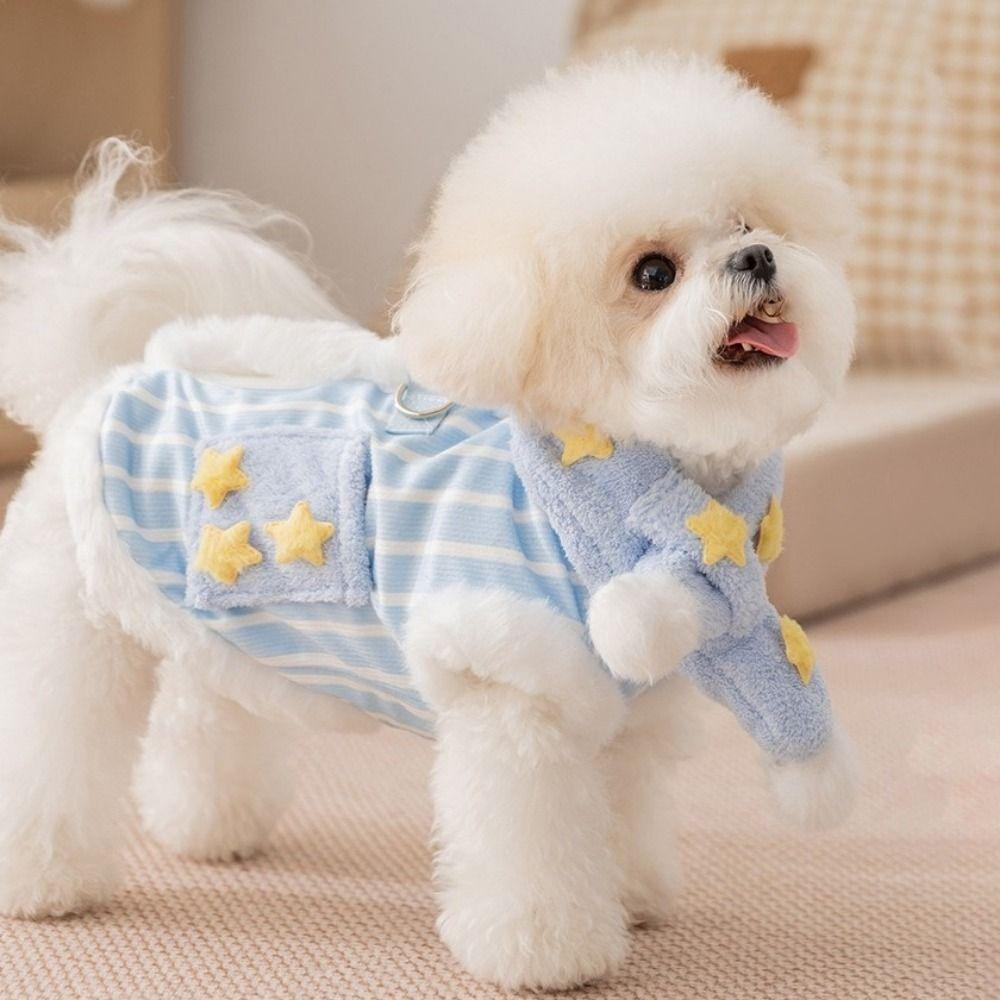 Two Leg Star-Print Scarf Dog Coat Warm Dog Velvet Vest Cute Puppy Plush Jacket For Pets