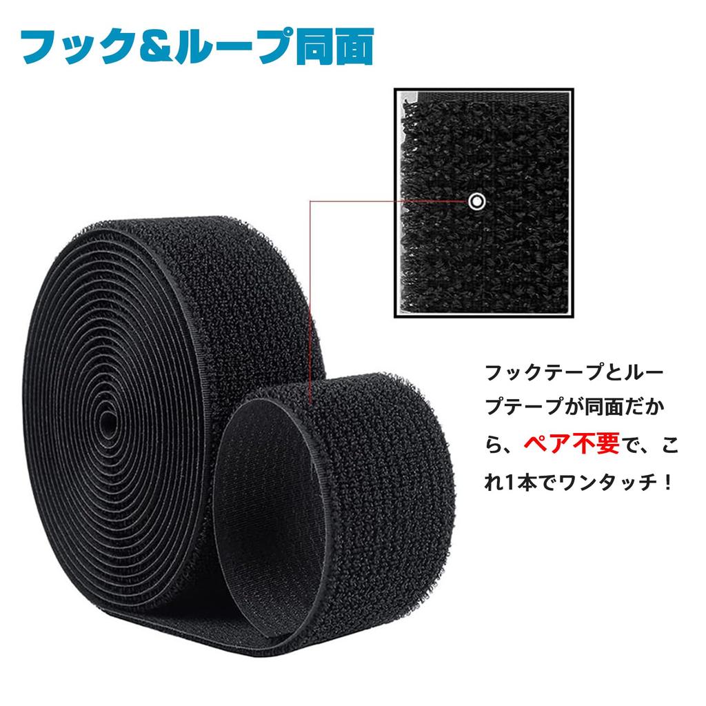 Strong Velcro Straps, 10M Length x 2cm Width, 50 Plastic Buckles, for Cable Management