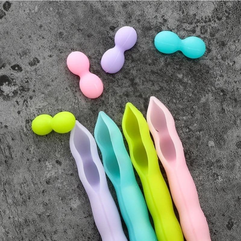 4Pcs/Set Creative Pods Gel Pen Cute 0.5mm Beans Black Ink Pens Writing Stationery Kids Gift School Office  Stationary Supplies