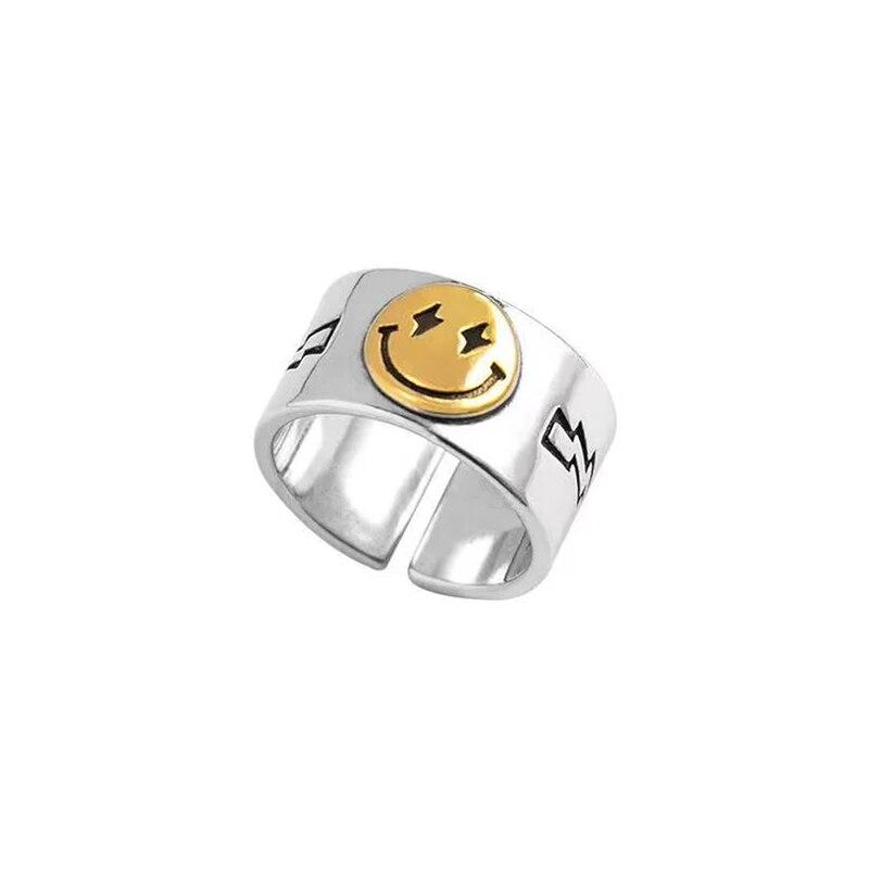 Cute Women Men Simple Design Rings Vintage Owl Frog Smiling Ring For Woman Girl Ancient Silver Color Retro Punk Jewelry Gift