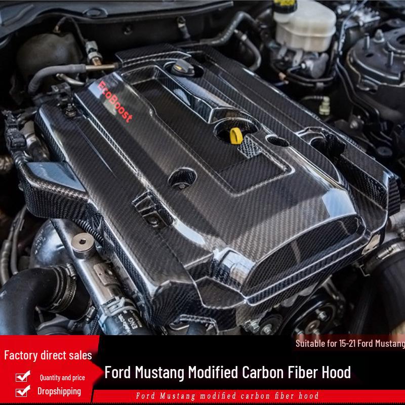 Carbon Fiber Engine Hood Cover for 2015-2022 Ford Mustang