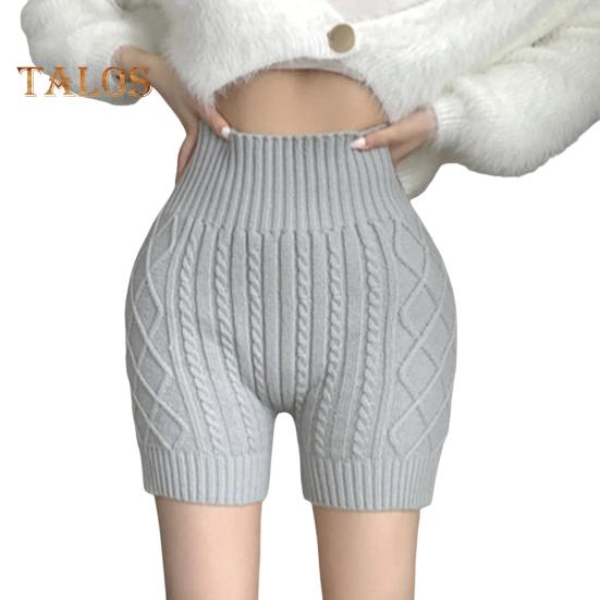 

Женские зимние шорты-шорты, трикотажные, с высокой талией, эластичные, однотонные, сохраняющие тепло, защищающие от воздействия окружающей среды, базовые шорты для повседневной носки дома и не только