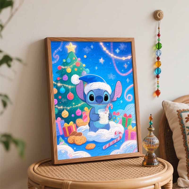 Disney Stitch Christmas Oil Painting Hand Painting Coloring Painting Handmade Diy Home Decoration Gift