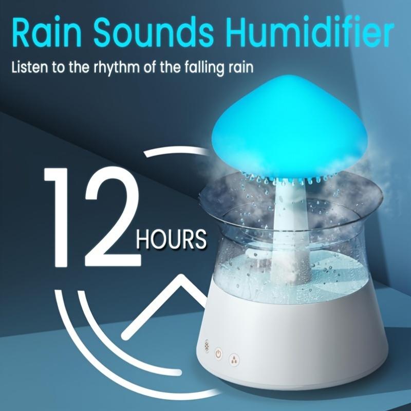 7-Color Rain Cloud Humidifier with Aromatherapy Function Essential Oil Compatible Rechargeable Auto Shut-Off Remote Control