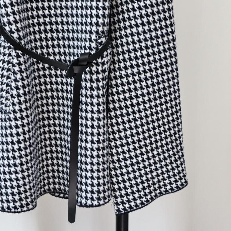 Autumn and Winter New Design Belt Qiandongge Temperament Knitted Double-sided Woolen Cape Coat Sweater Shawl Women