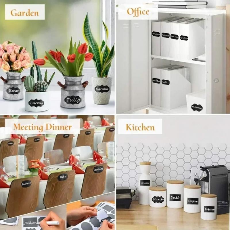 40pcsRectangular Black Sticker Erasable opposite Sex Blackboard Label Kitchen Bathroom Spice Jar Glass Bottle Can Juice Bottle S