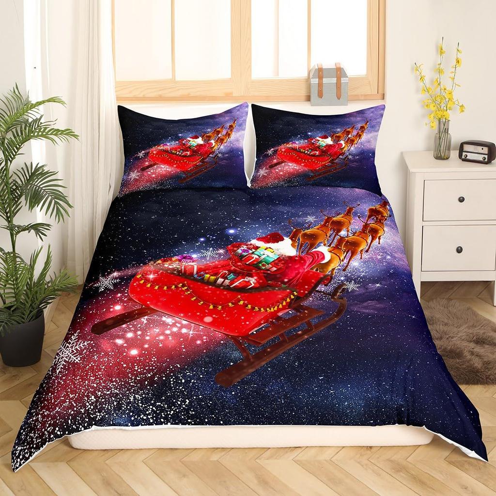 Santa Claus Down Comforter Set Bedding Set 3-piece Coverlet Set