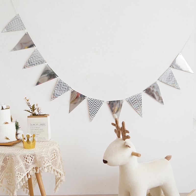 

Gold Wave Pattern Triangle Flag Birthday Banner - Party Decoration Supplies