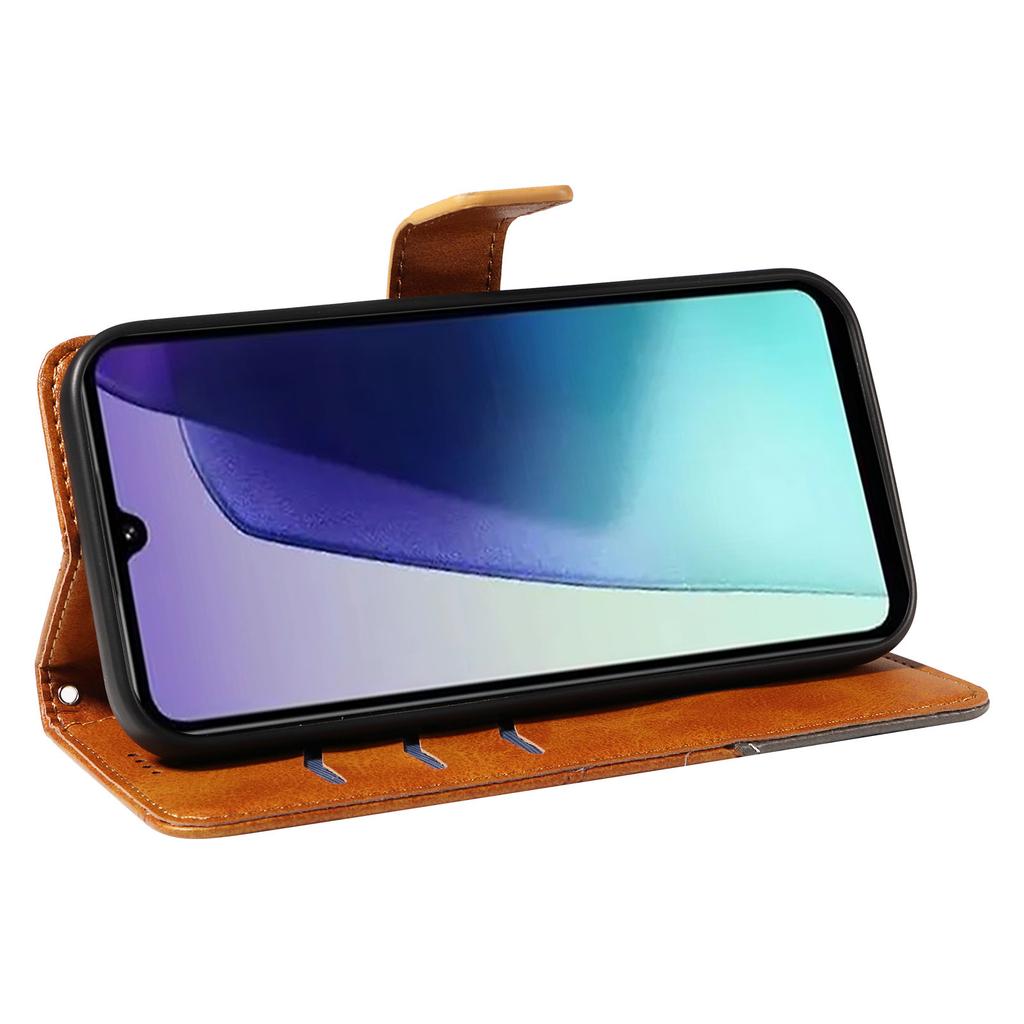 For Xiaomi Poco C75 4G/Redmi 14R 5G/14C 4G Case Leather Geometric Line Wallet Phone Cover with Wrist Strap
