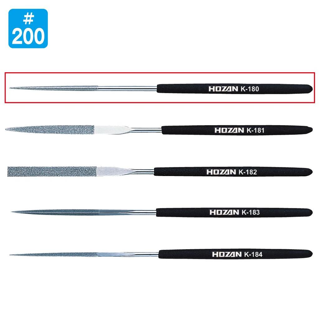 HOZAN Diamond File For precision machining of hard materials and materials Grain Round Tip heat-treated size #200 Shape size 1mm K-180