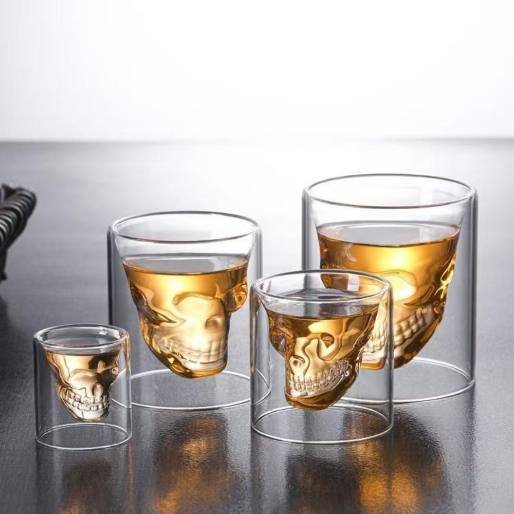 Double Wall Glass Skull Shaped Coffee Cup Shot Glasses For Cocktail Whiskey Vodka Red Wine 25/75/150/250ML Party Barware 25ml прозрачный