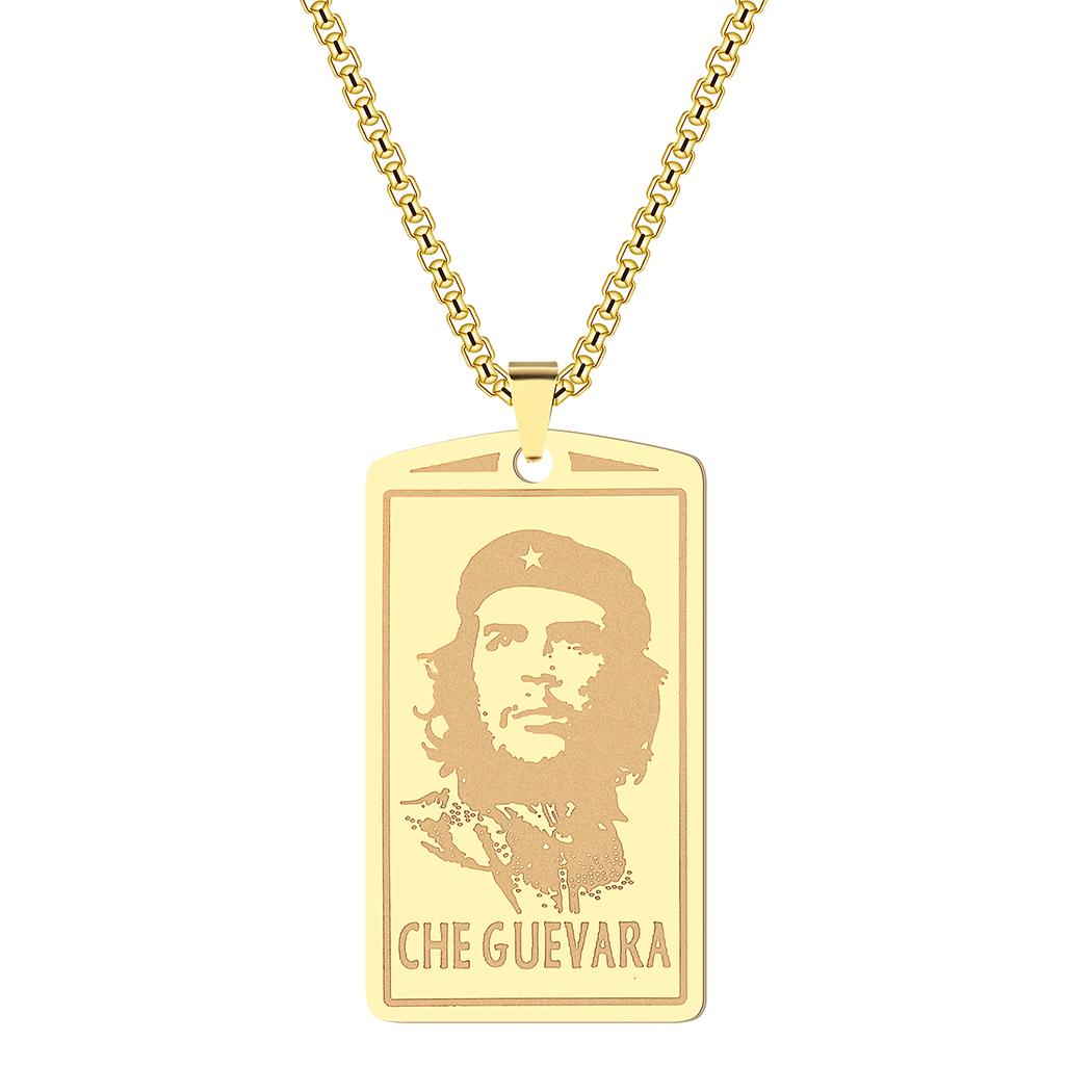 

Punk Ernesto Che Guevara Portrait Pendant Stainless Steel Tag Necklace Laser Great Men Chain Necklaces Jewelry Gift