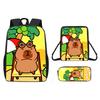 Cartoon Pattern Capybara Backpack Shoulder Bag Pencil Case Three Set Piece