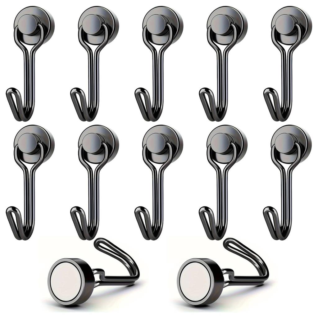 Strong Magnetic Hooks with Rotating Head - Fashionable Metal Wall Mount Hooks, Painted Finish, Adjustable and Multifunctional