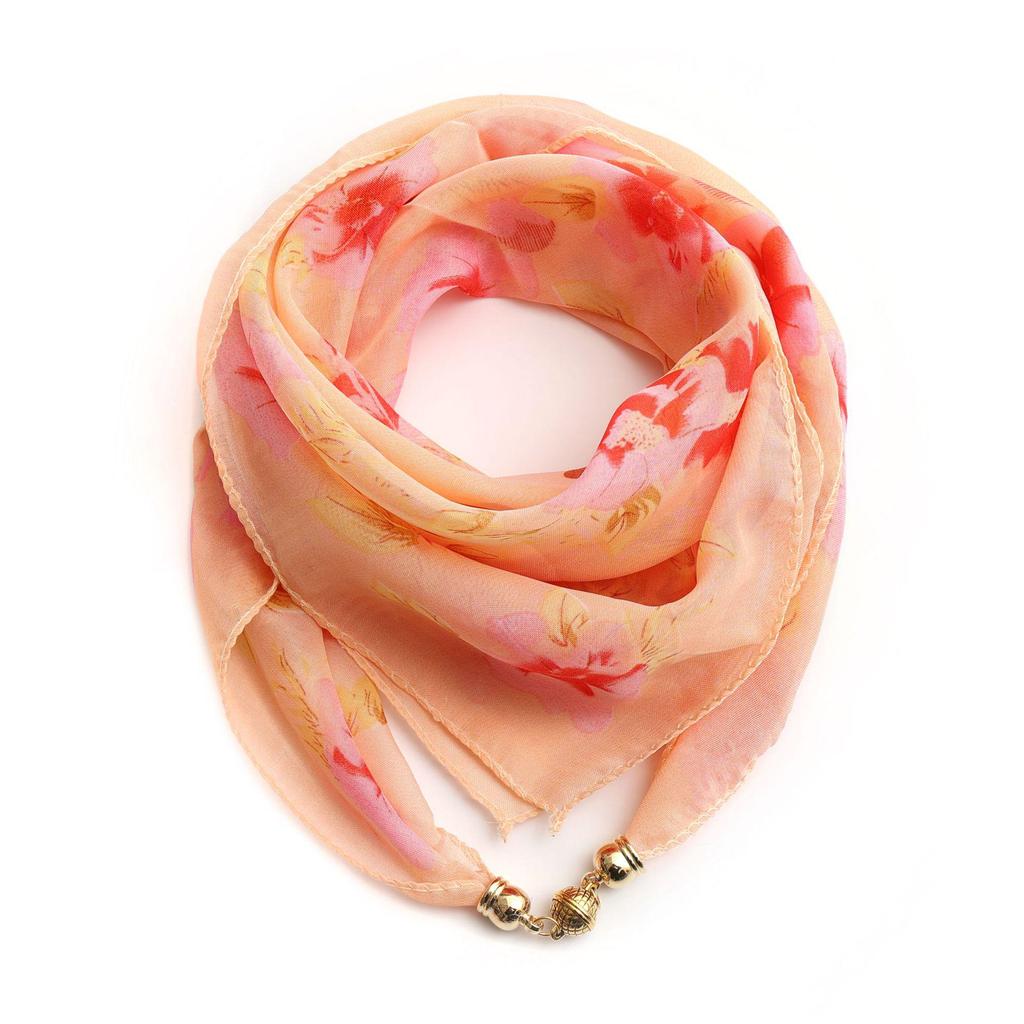 Women's Summer Magnetic Buckle Silk Scarf: Versatile, Fashionable Chiffon Square Scarf for Shirts