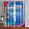 2pcs   Print Curtains Sea View Machine Washable Fabric (without Rod) Versatile All Perfect for Room   Kitchen   Study   Bedroom