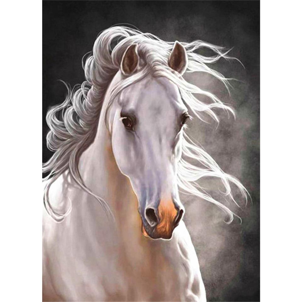 5D-Runddiamantgemälde mit Tierdiamantstickerei „;Pferd"; Strass-Mosaik-Bild, Kreuzstich-Set, DIY-Heimdekoration, Geschenk