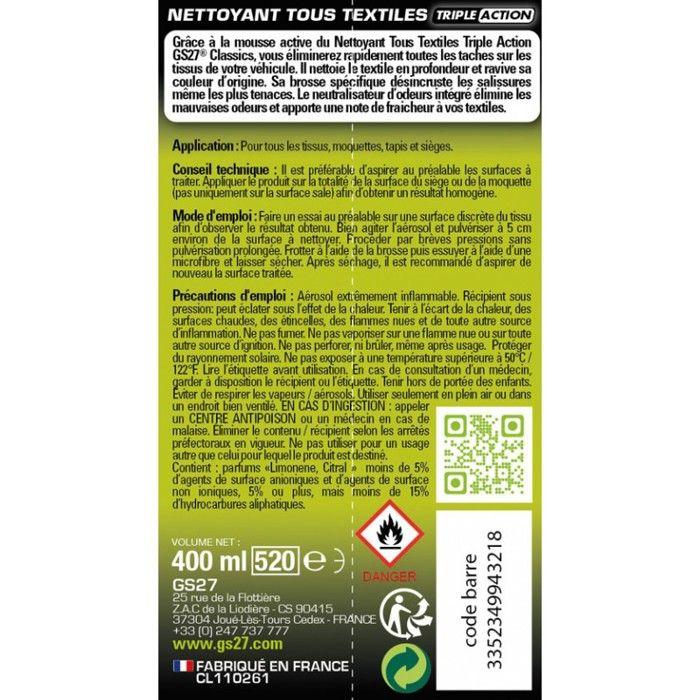 Classics Nettoyant Tous Textiles 400ML Avec Brosse GS27 CL110261