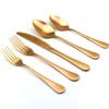 5Pcs/Set Stainless Steel Gold Dinnerware Set Cutlery Set Matte Wedding Family Hotel Tableware Knife Fork Dessert Spoon
