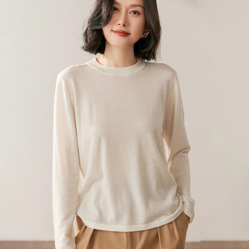 Lekasha Women's Slim Fit 100% Cashmere Semi-High Neck Top