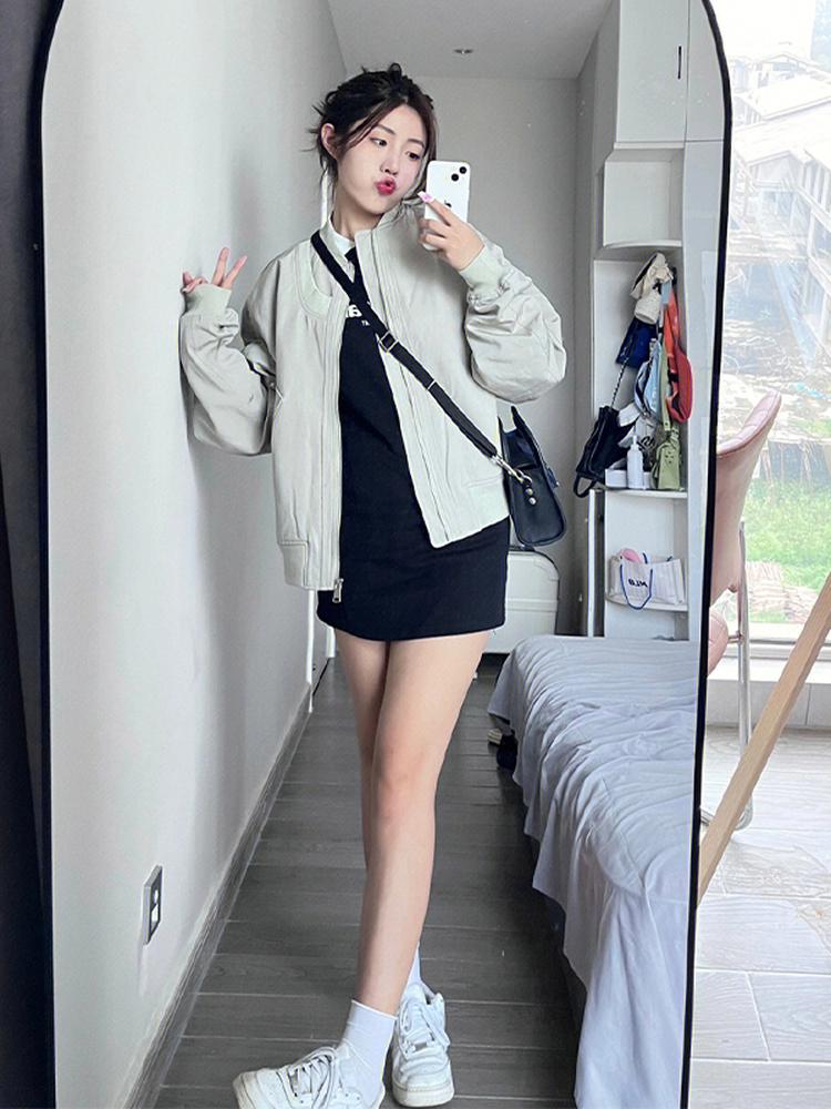 Women's Retro Thin Bomber Jacket: Spring/Autumn, Korean & American Style, Baseball Windbreaker 2025