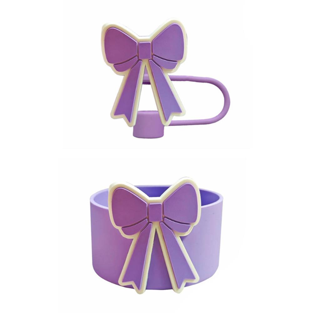 

2PCS Silicone Insulated Cup Protective Sleeve For 40oz Water Bottle Silicone Boot Bottom and Straw Cover Set Non-Slip Cup Sleeve фіолетовий