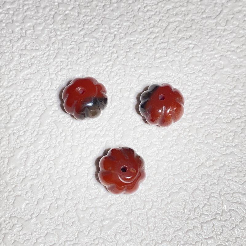 Agate Natural Stone Carved Flat Pumpkin Spacer Beads for DIY Jewelry Accessories