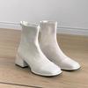 White Short Boots Women's 2025 New Autumn and Winter Thick Heel French Boots Fashion Thin Boots Velvet Martin Boots